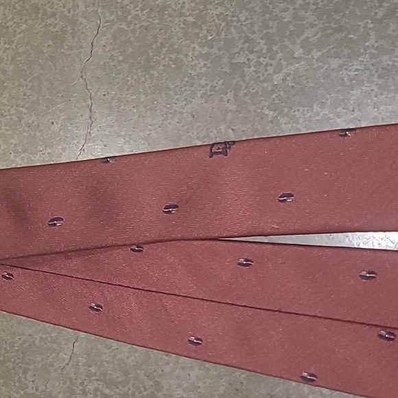 CHRISTIAN DIOR MONOGRAM LOGO BURGUNDY EMBROIDERED PATTERN NECK TIE - Picture 7 of 7